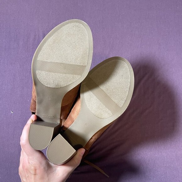 GAP Open-Toe Booties Brown Suede Peep Toe Lace Up Open Toe - Size 8 - NWOT - Picture 11 of 11